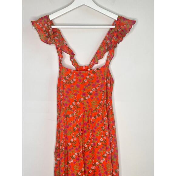 BANJANAN Penelope Dress Boundless Floral Flame Womens Size XS - Picture 4 of 13